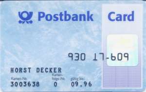 gr��eres Bild - Geld Bankkarte Postbank