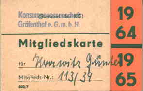 gr��eres Bild - Mitgliedskarte Konsum DDR