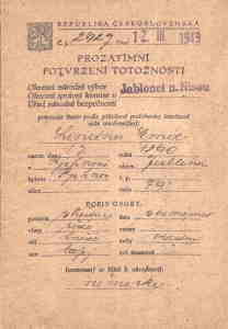gr��eres Bild - Ausweis Tschechisch  1949