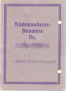 gr��eres Bild - Ausweis R�ckwanderer 1937
