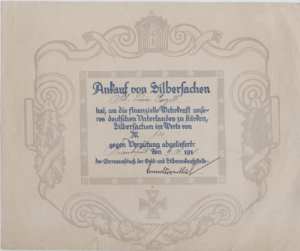 gr��eres Bild - Goldspende 1918 Silberspn