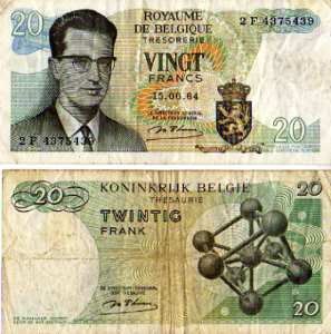 gr��eres Bild - Geldnote Belgien 1964 20F