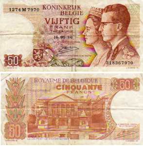 gr��eres Bild - Geldnote Belgien 1966 50F