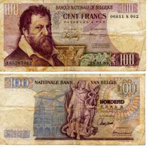 gr��eres Bild - Geldnote Belgien 1967 100