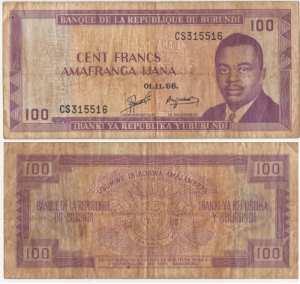 gr��eres Bild - Geldnote Burundi 1986