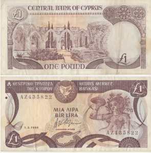 gr��eres Bild - Geldnote Cypern 1 L  1994