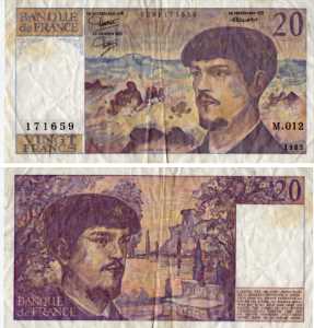 gr��eres Bild - Geldnote Frankreich 1983