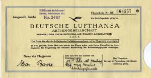 gr��eres Bild - Flugschein Lufthansa 1935