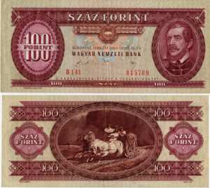 gr��eres Bild - Geldnote Ungarn 1989 100F