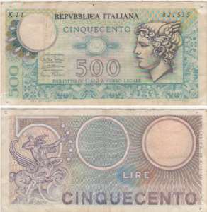 gr��eres Bild - Geldnote Italien 1976 500