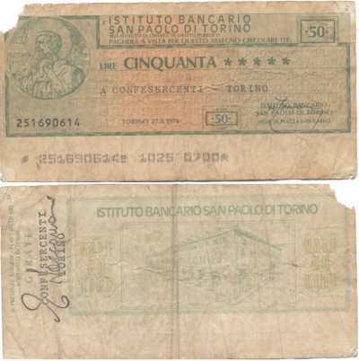 gr��eres Bild - Geldnote Italien 1976 50L