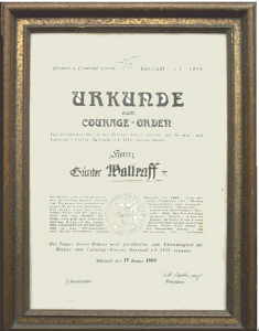 gr��eres Bild - Urkunde Courage Orden Wal
