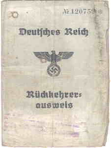 gr��eres Bild - Ausweis R�ckkehrer   1940