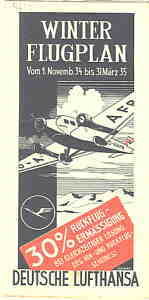 gr��eres Bild - Flugplan Lufthansa   1934