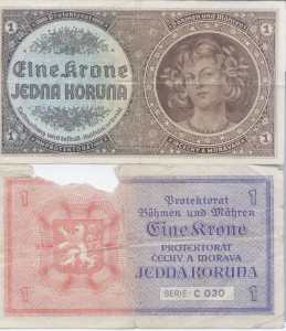 gr��eres Bild - Geldnote B�hmen 1941  K 1