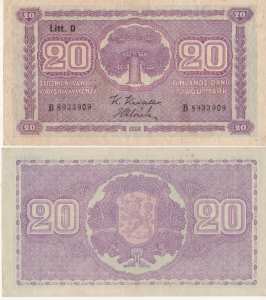 gr��eres Bild - Geldnote Finnland 1939 20
