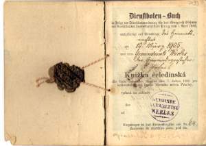 gr��eres Bild - Ausweis Dienstboten  1905